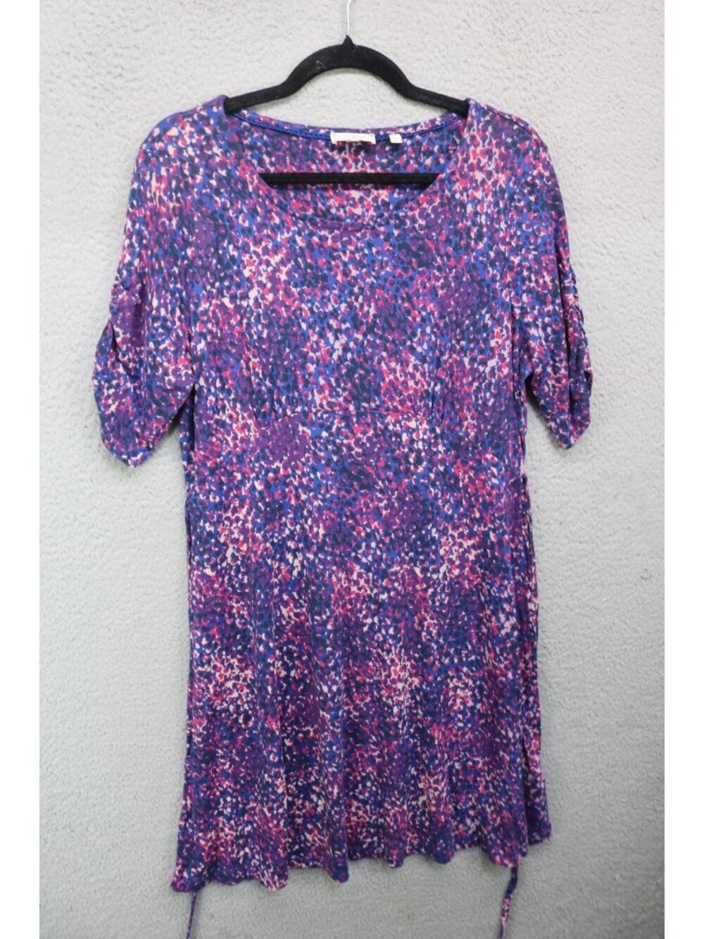Fat Face Short Ruched Sleeve Purple Dress-Size 10-Tie Waist-Whimsigoth-Soft
